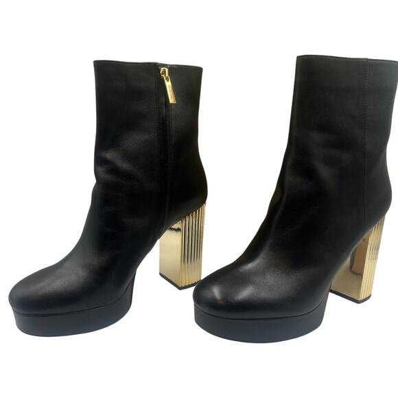 Michael Kors MK Porter Platform Bootie Block Heeled Ankle Boots Black Size 9.5M - Picture 2 of 10